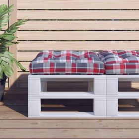 vidaXL Perne de paleți, roșu carouri, material textil