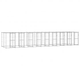vidaXL Padoc câini de exterior cu acoperiș, 21,78 m², oțel galvanizat