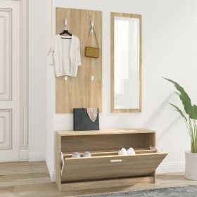 vidaXL Set pantofar 3 în 1, stejar sonoma, lemn prelucrat