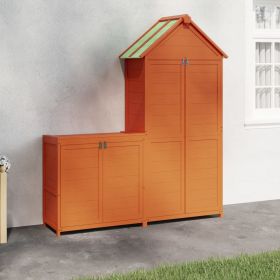 vidaXL Set magazie de unelte de grădină 2 piese maro lemn masiv pin