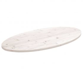 vidaXL Blat de masă, alb, 100x50x2,5 cm, lemn masiv de pin, oval