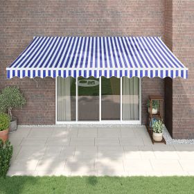 vidaXL Copertină retractabilă albastru/alb, 4x3 m, textil/aluminiu