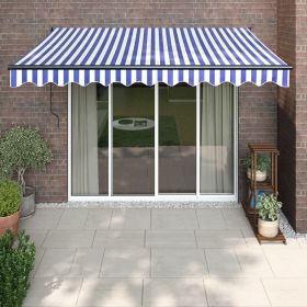 vidaXL Copertină retractabilă albastru/alb, 3x2,5 m, textil/aluminiu