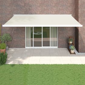 vidaXL Copertină retractabilă, crem, 5x3 m, textil și aluminiu