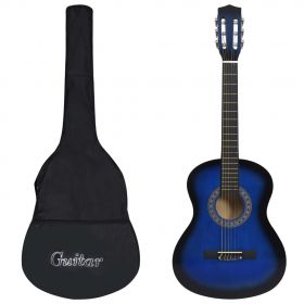 vidaXL Chitară clasică pentru începători, cu husă, albastru, 3/4 36"