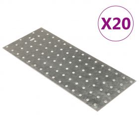 vidaXL Plăci perforate, 20 buc., 2 mm, 300x120 mm, oțel galvanizat