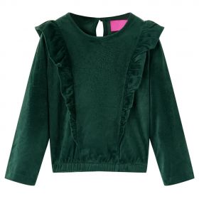Bluză pentru copii cu volane verde închis 104