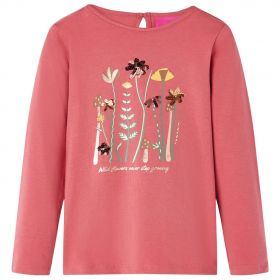Tricou pentru copii cu mâneci lungi, roz antichizat, 140