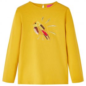 Tricou pentru copii cu mâneci lungi, ocru închis, 116