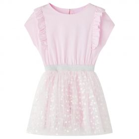 Rochie copii volane, roz deschis, 128