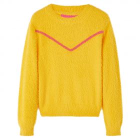 Pulover pentru copii tricotat, ocru închis, 140