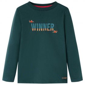 Tricou de copii cu mâneci lungi verde închis 140