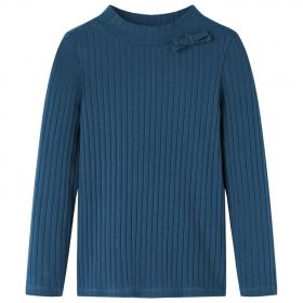 Tricou de copii cu mâneci lungi, tricot cu nervuri, bleumarin, 116