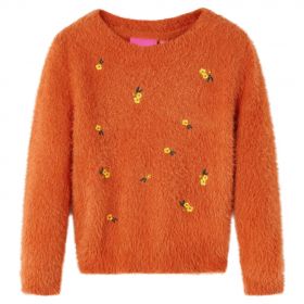 Pulover tricotat pentru copii, portocaliu ars, 140