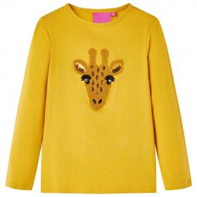 Tricou pentru copii cu mâneci lungi ocru închis 104