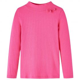 Tricou de copii cu mâneci lungi, tricot cu nervuri, roz aprins, 140