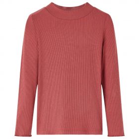 Tricou de copii cu mâneci lungi, guler tunică, roșu ars, 92
