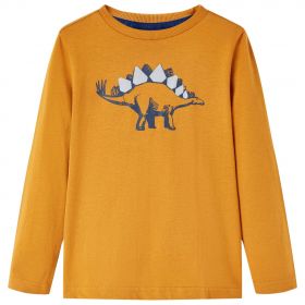 Tricou pentru copii cu mâneci lungi ocru închis 92