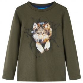 Tricou pentru copii cu mâneci lungi, kaki, 116