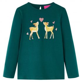 Tricou de copii cu mâneci lungi verde închis 116