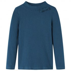 Tricou de copii cu mâneci lungi, tricot cu nervuri, bleumarin, 104