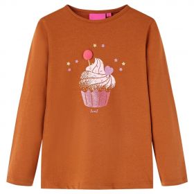 Tricou pentru copii cu mâneci lungi, coniac, 92