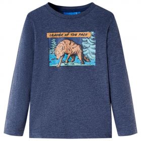 Tricou copii cu mâneci lungi, albastru închis melanj 140