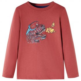 Tricou pentru copii cu mâneci lungi, roșu ars, 140