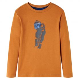 Tricou pentru copii cu mâneci lungi, ocru închis, 116