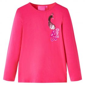 Tricou pentru copii cu mâneci lungi, roz aprins, 92