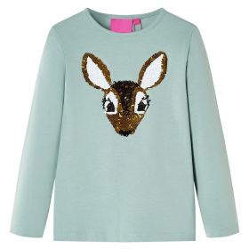 Tricou copii cu mâneci lungi verde mentă mediu 92