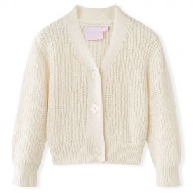 Cardigan pentru copii tricotat, alb zăpadă, 128