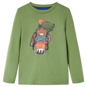 Tricou pentru copii cu mâneci lungi, kaki deschis, 92