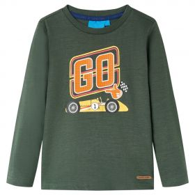 Tricou copii mâneci lungi, verde închis, 140
