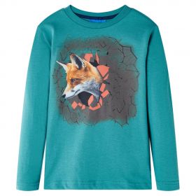 Tricou copii cu mâneci lungi albastru verzui închis 128