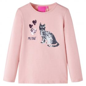 Tricou copii cu mâneci lungi, roz deschis 140