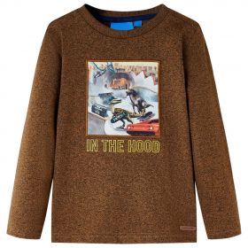 Tricou de copii cu mâneci lungi, coniac melanj, 128