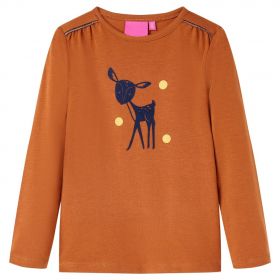 Tricou pentru copii cu mâneci lungi, coniac, 104