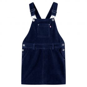 Rochie salopetă pentru copii, velur, bleumarin, 128