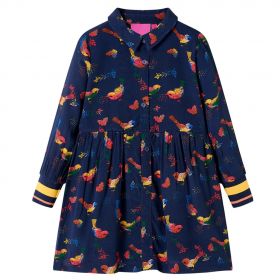 Rochie pentru copii cu mâneci lungi, bleumarin, 104