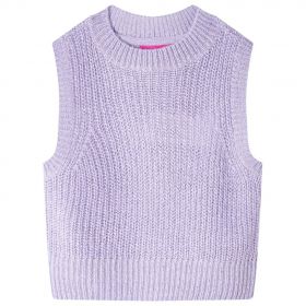 Vestă pulover pentru copii tricotată, liliac deschis, 128