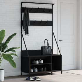 vidaXL Suport de haine cu raft de pantofi, negru, 100x41x184 cm