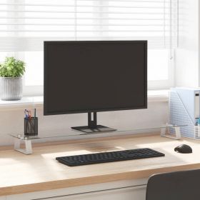vidaXL Suport de monitor, alb, 100x20x8 cm, sticlă securizată și metal