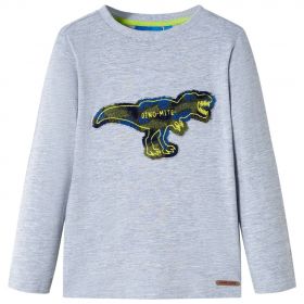 Tricou pentru copii cu mâneci lungi, gri melanj, 116
