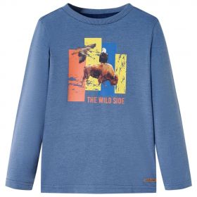 Tricou copii mâneci albastru melanj 104