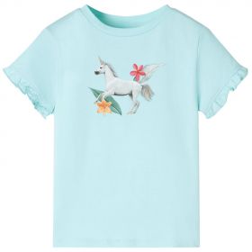 Tricou copii cu mâneci scurte, turcoaz deschis, 92