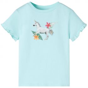 Tricou copii cu mâneci scurte, turcoaz deschis, 140