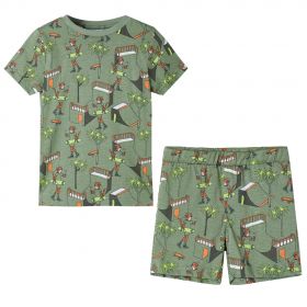 Pijamale copii mâneci scurte, kaki deschis 128