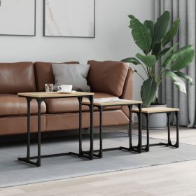 vidaXL Mese suprapuse de cafea, 3 buc, stejar sonoma, lemn prelucrat