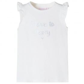 Tricou pentru copii cu mâneci cu volane, alb, 140